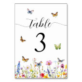 野の花と蝶結婚の テーブルナンバー (裏面)