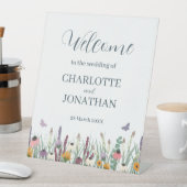 野の花と蝶結婚の 台座サイン (インサイチュ)