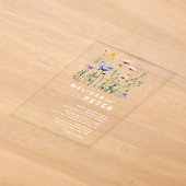 野の花のウェディング アクリル招待状 (レイダウン)