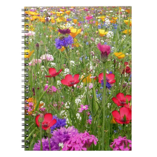 野の花のカラフル自然デザイン ノートブック (正面)