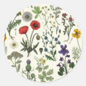 野の花のコラージュ ラウンドシール (正面)