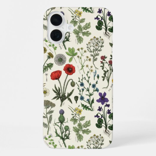 野の花のコラージュ iPhoneケース (裏面)