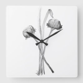 野の花のシンプルなブーケ スクエア壁時計