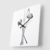 野の花のシンプルなブーケ スクエア壁時計 (傾斜)