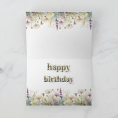 野の花のスプレーでお誕生日おめでとう カード (内部)