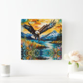 野の花のハゲ狩り スクエア壁時計 (ホーム)