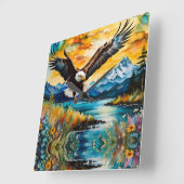 野の花のハゲ狩り スクエア壁時計 (傾斜)