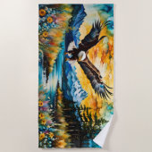 野の花のハゲ狩り ビーチタオル (正面)