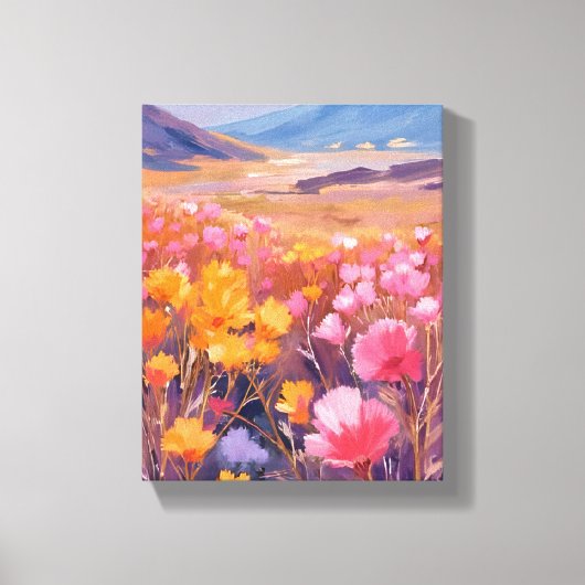 野の花のフィールド | 花の風景画 キャンバスプリント (正面)