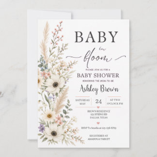 野の花のベビーシャワー招待状 Baby in Bloom セーブザデート