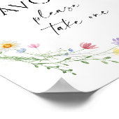 野の花のリースの結婚式の引出物サイン ポスター (角)