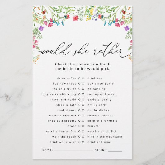 野の花の方がブライダルシャワー (正面)