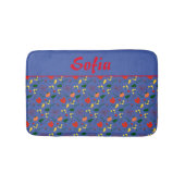 野の花の模様は青くポピー バスマット (正面)