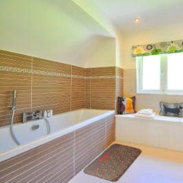 野の花の模様ポピー茶色のバスマット バスマット