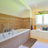 野の花の模様ポピー茶色のバスマット バスマット