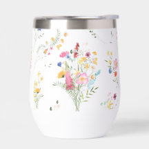野の花の水彩フラワーパターン