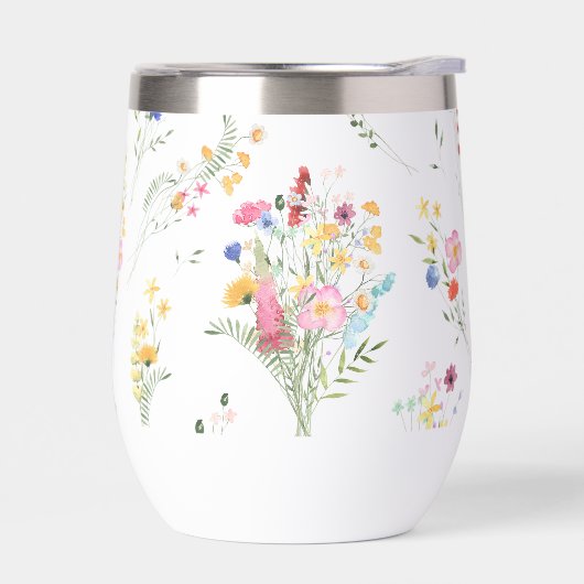  野の花の水彩フラワーパターン (左面)