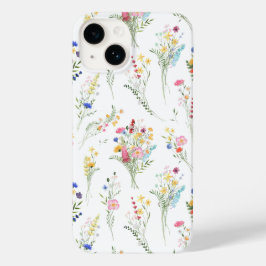 野の花の水彩フラワーパターン Case-Mate iPhone 14ケース