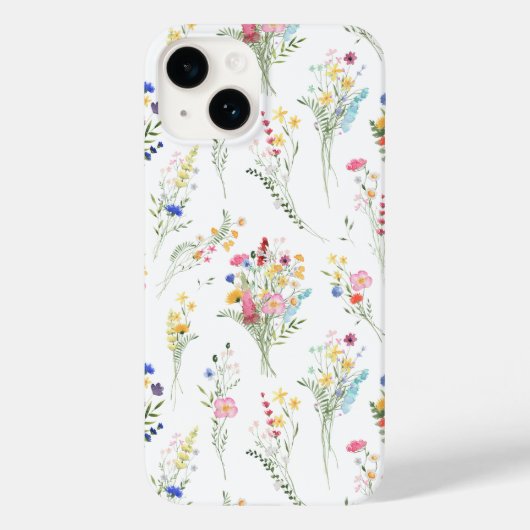 野の花の水彩フラワーパターン Case-Mate iPhoneケース (裏面)