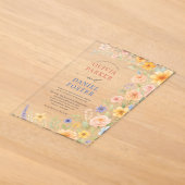 野の花の水彩フラワーヴェディング アクリル招待状 (レイダウン)