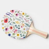 野の花の水彩画の草原の植物図鑑の花柄 卓球ラケット (横)