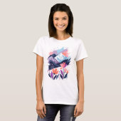 野の花の水彩画レディースTシャツ Tシャツ (正面フル)