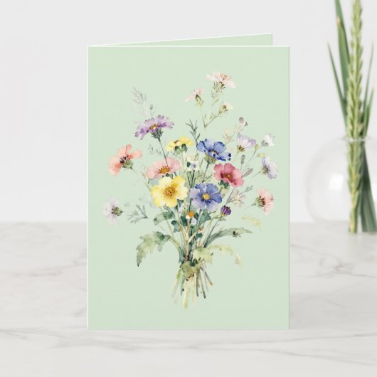 野の花の水彩花束 カード (正面)