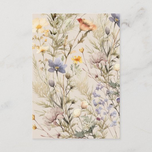 野の花の牧草地ボホエレガント赤ちゃんシャワー エンクロージャーカード (裏面)