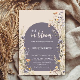 野の花の牧草地ボホエレガント赤ちゃんシャワー 招待状