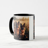 野の花の畑に住む三つのドイツの羊飼い マグカップ (正面左)