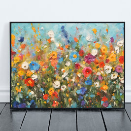 野の花の色とりどりの一枚の絵 ポスター