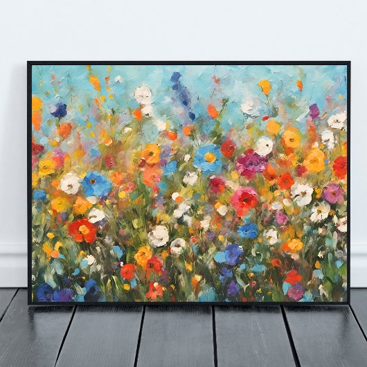 野の花の色とりどりの一枚の絵 ポスター