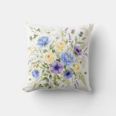 野の花の花束 水彩画 クッション (正面)