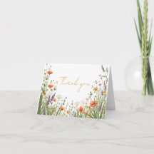 野の花の草原のウェディングサンクスカード