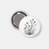 野の花の草原のデイジー線画 マグネット (正面/裏面)