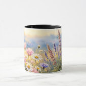 野の花の草原の油絵 花柄 コーヒーマグ マグカップ (中央)