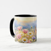 野の花の草原の油絵 花柄 コーヒーマグ マグカップ (正面左)