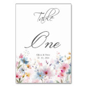 野の花の草原の結婚式テーブル番号 テーブルナンバー (正面)