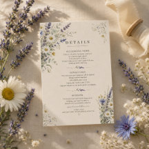 野の花の草原の結婚式詳細カード