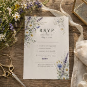 野の花の草原の結婚式RSVPカード 出欠カード