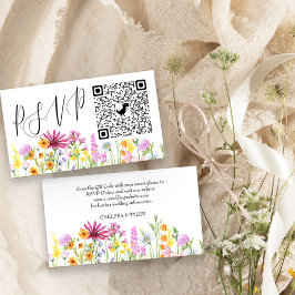 野の花の草原 オンラインRSVP QRコード ウェディング エンクロージャーカード