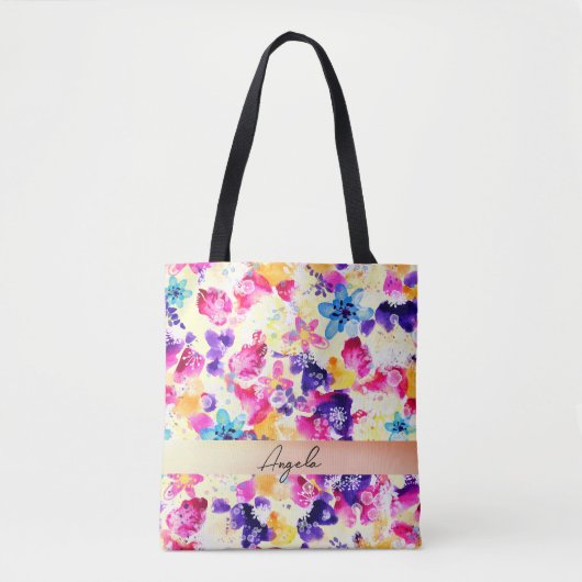 野の花の草原 シャビーな花々 トートバッグ (正面)