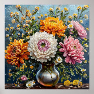 🌸 野の花の静物画 田舎の花のモダンアート ポスター