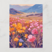 野の花の風景画 | 花畑の風景画 ポストカード (正面)