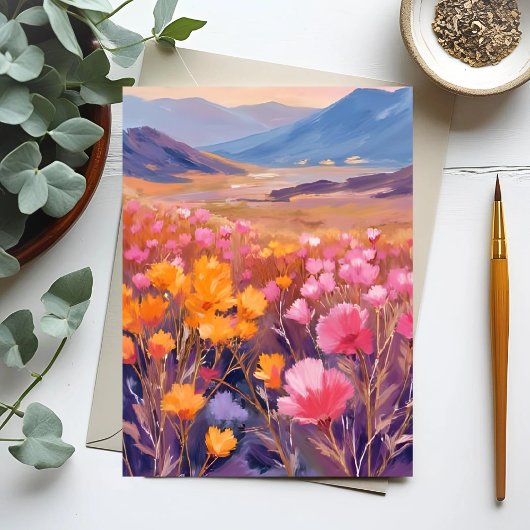 野の花の風景画 | 花畑の風景画 ポストカード