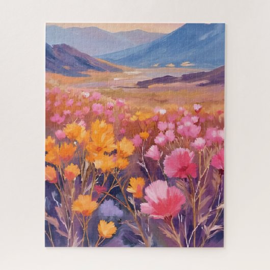 野の花の風景 | 花畑の風景画 ジグソーパズル (縦)