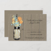 野の花を詰めたルースティックウッドのメイソンジャー RSVP (正面/裏面)