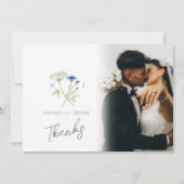 野の花モノグラム結婚式写真QRコード サンキューカード (正面)