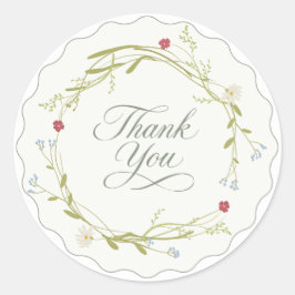野の花リースのサークルカットステッカー(Thank You) ラウンドシール