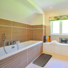 野の花柄ポピー灰色のバスマット バスマット